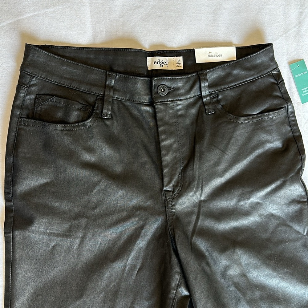 14S Edgely faux leather stretch crop jeans - Picture 2 of 6